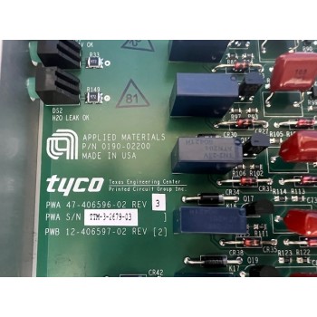 AMAT 0190-02200 TYCO 47-406596-02 WATER LEAK PCB